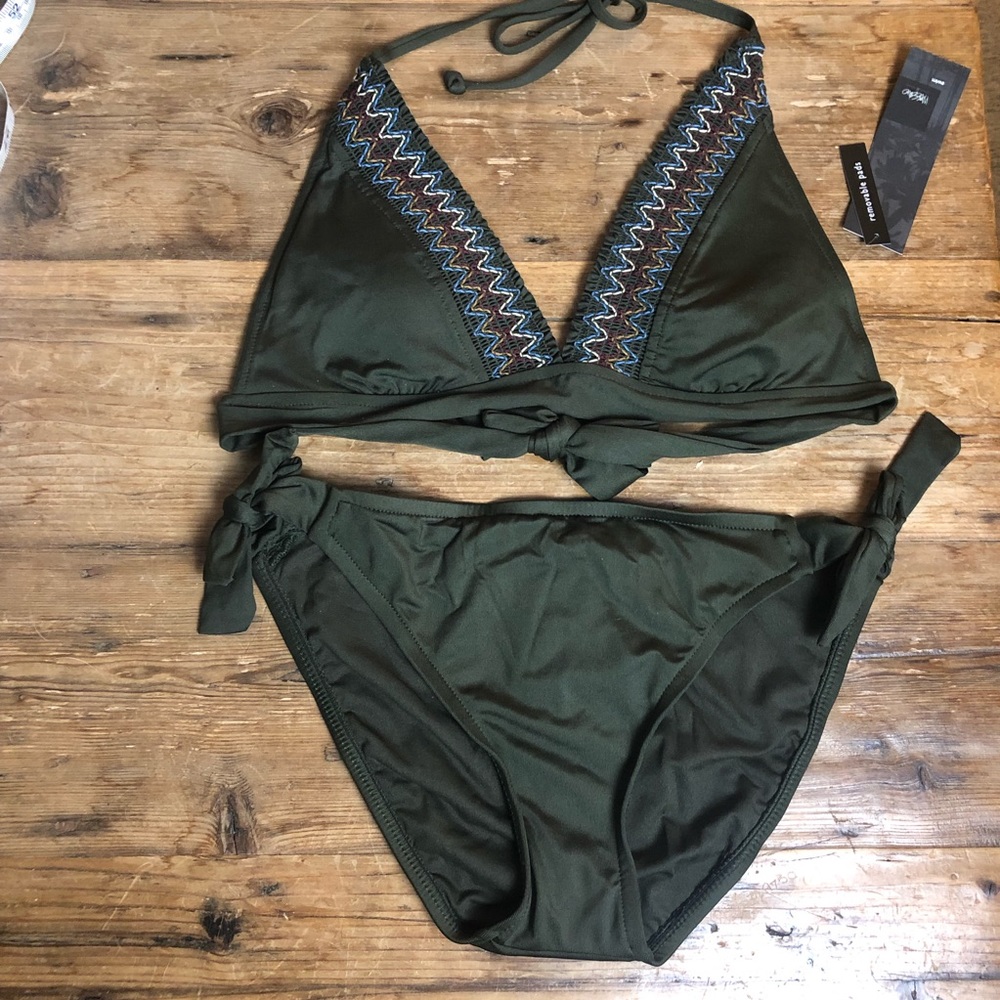NWT Medium Mossimo Olive Green Triangle Top Bikini
